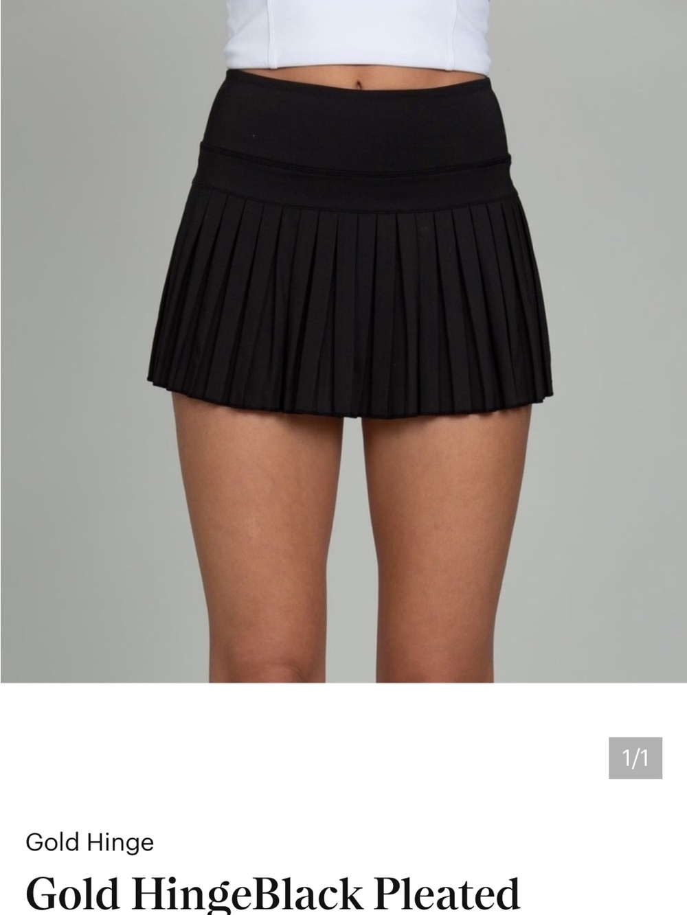 Gold Hinge Black Pleated skirt with built in shorts w/ pockets